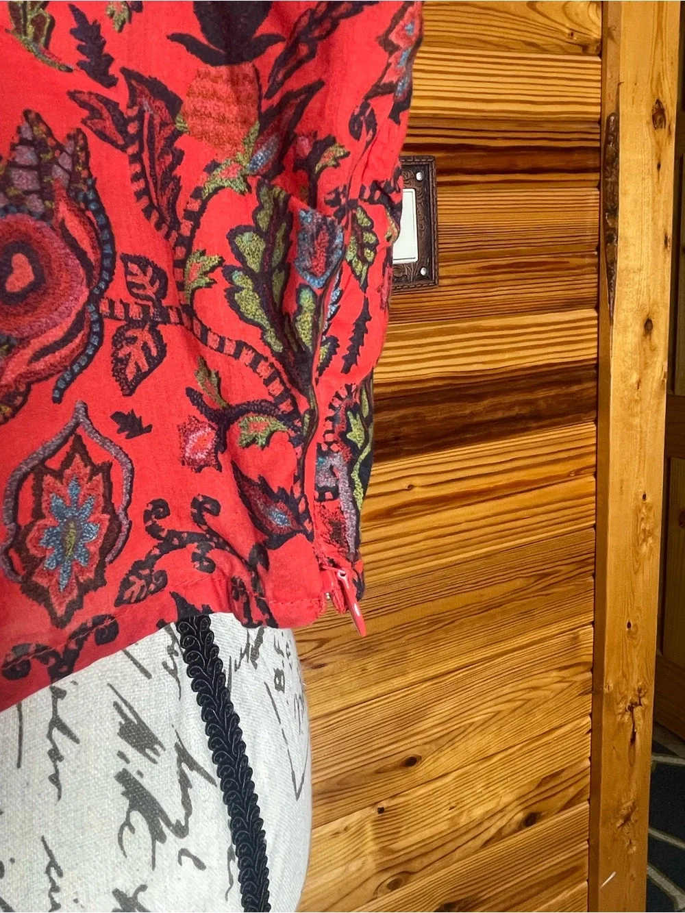 FARM Rio Red One-Shoulder Floral Puff-Sleeve Top